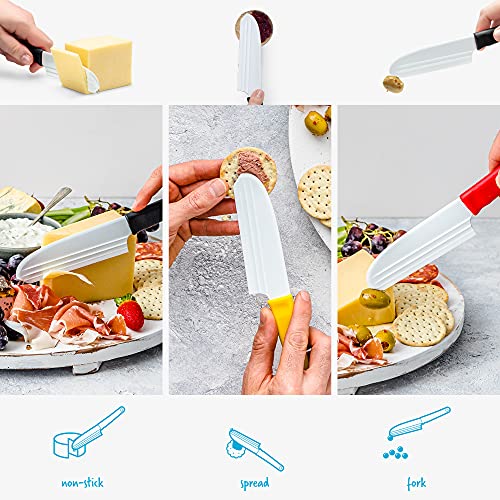 Dreamfarm Knibble Lite 3-In-1 Non-Stick Cheese Knife for Charcuterie, Slicing, Spreading, with Built-In Fork to Serve & Share Foods - 9" Black | Slices hard and soft cheeses, spreads condiments, with barbed fork for serving and sharing charcuterie, 9" - c