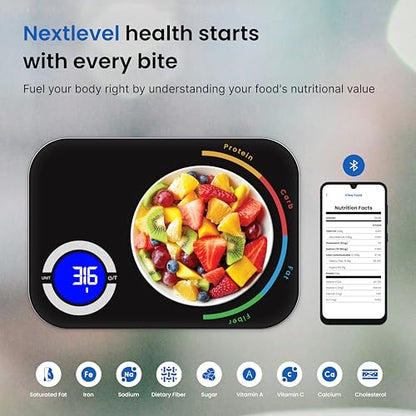 Smart Kitchen Scale- Digital Weight Grams and Oz Food Scale with Nutritional Calculator for Weight Loss, Accurately Track Calories & Macros with Bluetooth Fitness App (Black). - color: Black