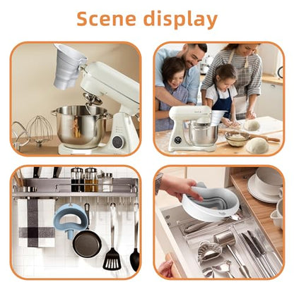 2 Pcs Flour Funnel for KitchenAid Mixer | Food-Grade Silicone Funnel Compatible with 4.5 & 5 Quart Tilt-Head Stand Mixer | Large Collapsible Design | Easy to Use & Dishwasher Safe (White) - color: White (2-Pack)