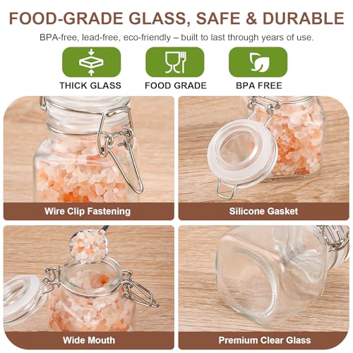 Spice Jars Set of 12, 4 oz Glass Spice Jars with Airtight Lids and Labels, Small Seasoning Jars for Spices, Herbs, Kitchen Spice Organizer - size: 4 fl oz x 12 - Square
