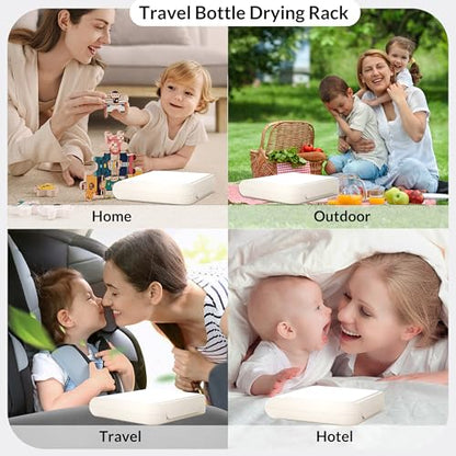 Travel Bottle Drying Rack Space Saving,Foldable Bottle Drying Rack with 16 Ribs,Portable Baby Bottle Drying Rack for Bottles,Breast Pumps and Other Feeding Accessories,Widely Used Daily Basis - color: Snow White