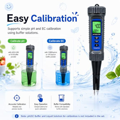 4-in-1 Digital pH Meter for Food – Professional pH/EC/TDS/Temp Tester with Probe for Sourdough, Cheese, Meat & Liquid – High Precision, ATC & Backlit LCD