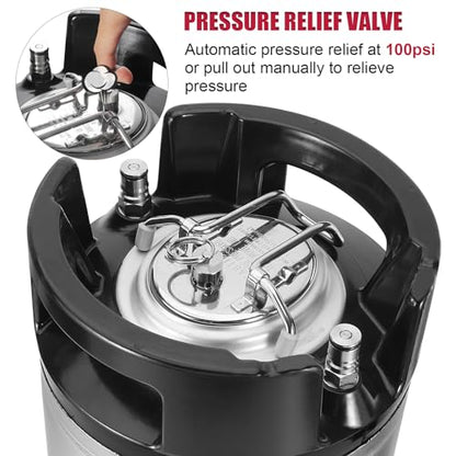New 5 Gallon Keg Corny Keg, Stainless Steel Cornelius Keg with Ball Lock Keg Fittings, 5 Gallon Beer Keg with Dual Rubber Handle, Ball Lock Keg for Home Brewing