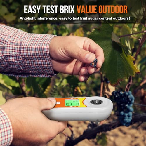 Smart Brix Refractometer, YINMIK Digital Brix (0-60%) Tester, Sugar Temperature Meter with ATC, Portable Brix Meter for Fruit, Home Wine & Beer Brewing, Coffee, Maple Syrup, Juice, Food, Vegetable