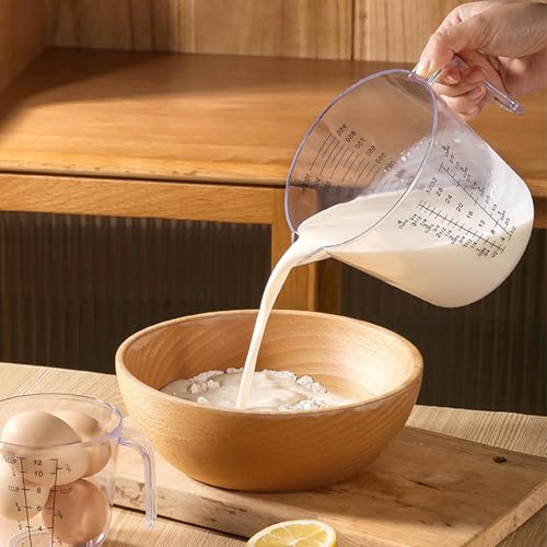 4 Cup Measuring Cups Sets,4 Sizes 150/300/600/1000ML,Liquid Measuring Cups For Kitchen BPA Free Plastic with Nozzle Handle Multiple Measurement Scales Thick (Black)