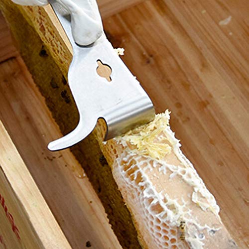 SEIWEI 2 Pack Stainless Steel Bee Hive Scraper with J-Hook Polished Beekeeping Tools Thumb Bee Honey Knife and Hive Scraper for Beekeepers