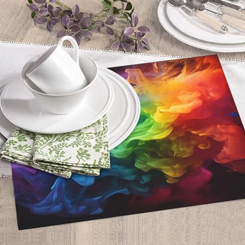 Rainbow smoke Print Dish Drying Mat for Kitchen Counter Ultra Absorbent Microfiber Dishes Drainer Mats Washable Drying Pads for Sinks 16 x 18 In - color: Rainbow Smoke