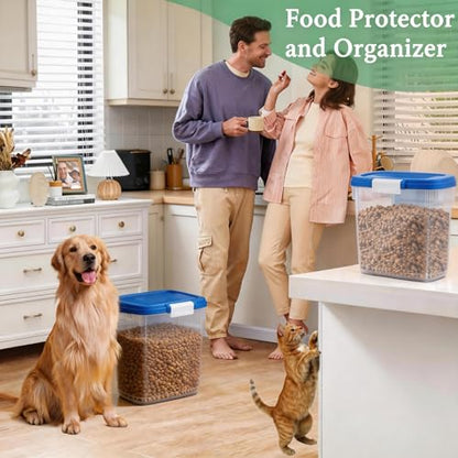 10-15 Lbs Dog Food Storage Container Airtight - Slim Pet Cat Food Container with Lid, Scoop and Cup - Clear Plastic Dry Food Storage Bin for Dogs, Cats, Bird Seeds, Kibble, Pellets, Rice, Flour - color: Sapphire Blue