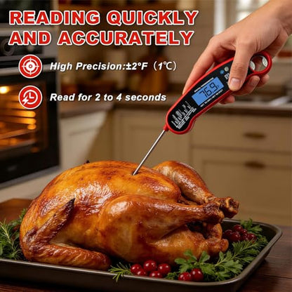Meat Thermometer Digital, High Accuracy Waterproof Instant Read Food Thermometer for Cooking, Grilling, Baking Bread, Candy Making