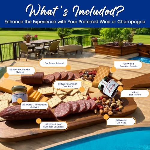 Charcuterie Meat and Cheese Gift Basket, Charcuterie Board Food Items, Food Gifts for Men, Meat Sampler For Men, Tailgating, Business, Congratulations, Care Packages, Thanksgiving and Christmas Gift (8-item Bundle) - size: Regular Ultimate without Chocola