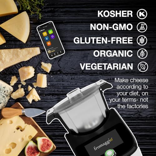 Fromaggio Stainless Steel Smart Cheese Maker, Wi Fi Touchscreen | WI-FI App Control and LCD Touchscreen. Stainless Steel Unit with Removable, Dishwasher-Safe Pot, Cutters, Drainer, And Mold - color: Stainless Steel