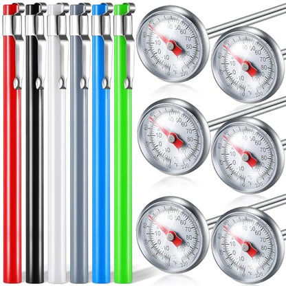 Xuhal 스테인리스 스틸 주방 온도계 12.7cm(5인치) 길이 스템 2.5cm(1인치) 다이얼 온도계 우유 거품 음식 오븐 탐침 고기 그릴 BBQ 요리 초콜릿 워터(멀티컬러) - color: 멀티컬러.