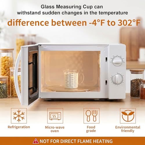Graduated Glass Measuring Cup With Handle 350ML (12Oz, 1 1/2Cups) | High Borosilicate Liquid Measuring Cup for Baking Cooking Kitchen V-Shaped Spout Glass Measuring Beaker Easy To Read - size: 350ML (12Oz, 1 1/2Cups)