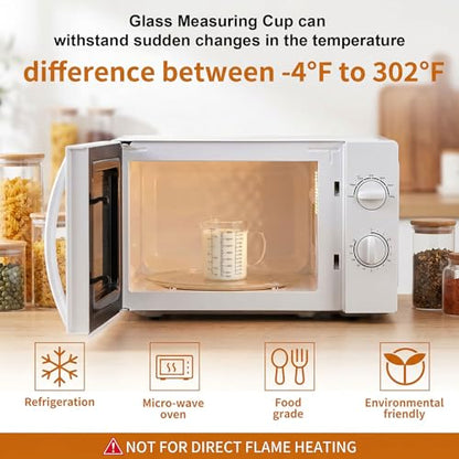 Graduated Glass Measuring Cup With Handle 350ML (12Oz, 1 1/2Cups) | High Borosilicate Liquid Measuring Cup for Baking Cooking Kitchen V-Shaped Spout Glass Measuring Beaker Easy To Read - size: 350ML (12Oz, 1 1/2Cups)