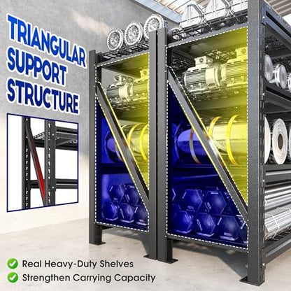 Romorgniz 5020LBS Heavy Duty Garage Shelving, 68.2" W Storage Shelves with Wire Deck, Rust/Water Resistant, 4 Tier Adjustable Industrial Shelving for Warehouse Basement, 23.5" D Deep x 72" H, Black - size: 68.2" W X 72" H X 23.5" D