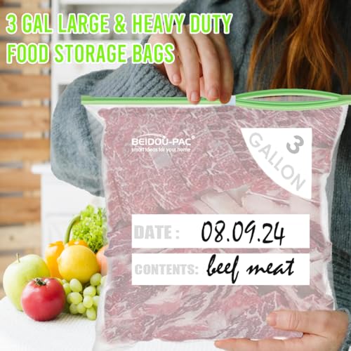 BEIDOU-PAC Combo Large Slider Storage Bags 80 Count, 2 Gallon & 3 Gallon Resealable Variety Pack With Organizer, Reclosable Clear Plastic Bags (Variety Pack) - style: Slider-2 in 1 dispenser
