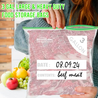 BEIDOU-PAC Combo Large Slider Storage Bags 80 Count, 2 Gallon & 3 Gallon Resealable Variety Pack With Organizer, Reclosable Clear Plastic Bags (Variety Pack) - style: Slider-2 in 1 dispenser