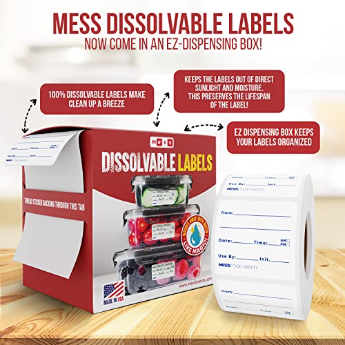 Dissolvable Food Labels, Fill in, 2x2 in, 200/Roll, Freezer, Canning Jars | Melts away in 30 seconds in water, no soaking, scrubbing, or residue, write on with pen or marker, meal prep, spice tins - size: 2x2"