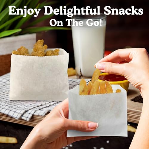 Regency Wraps Grease-Resistant French Fry Bags, Snack Pouches, 50 Pack - size: Pack of 50, style: French Fry Bag