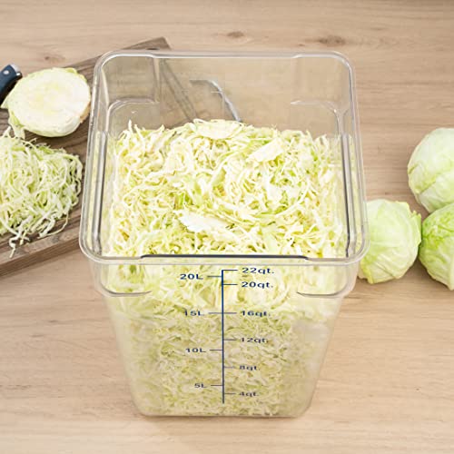 Restaurantware Met Lux 22 Quart Brine Buckets 10 Square Marinating Containers - With Volume Markers Built-In Handles Clear And Blue Plastic Dough Rising Buckets Freezer-Safe Lids Sold Separately - size: 22 Quarts, style: 10 Count
