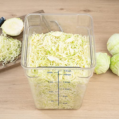 Restaurantware Met Lux 22 Quart Brine Buckets 10 Square Marinating Containers - With Volume Markers Built-In Handles Clear And Blue Plastic Dough Rising Buckets Freezer-Safe Lids Sold Separately - size: 22 Quarts, style: 10 Count