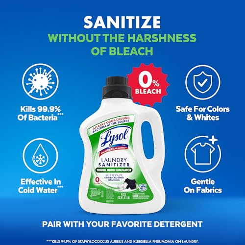 Lysol Tough Odor Eliminator Laundry Sanitizer Additive, Sanitizing Liquid for Gym Clothes and Activewear, 0% Bleach, Eliminates Odor Causing Bacteria, 90oz - size: 90 Fl Oz (Pack of 1)