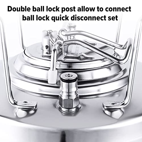 TMCRAFT 1.6 Gallon Mini Ball Lock Keg, Stainless Steel Double Ball Lock Post Corny Keg with Quick Disconnect Set for Home-brewing