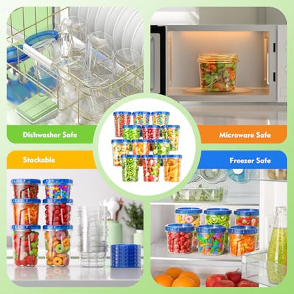 BiuLeon [12 Pack-34oz Freezer Storage Containers, Plastic Soup Containers with Lids, BPA Free Food Storage Containers with Twist Top Lids, Reusable Meal Prep Containers - color: 12Pack-34oz