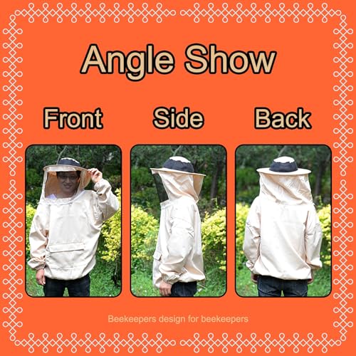 Bee Suit Bee Jacket Beekeeping Smock Protective Suit Jacket with Glovesfor Beginner & Professional Beekeepers