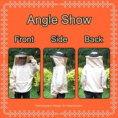 Bee Suit Bee Jacket Beekeeping Smock Protective Suit Jacket with Glovesfor Beginner & Professional Beekeepers