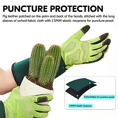 Vgo... Gardening Gloves Ladies,Safety Work Gloves,Long Sleeves Gauntlet,Puncture Proof,Touchscreen(Size S,Light green,SL7477) - color: 1 Pair - Spring Green, size: Women's Small