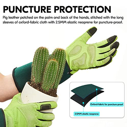Vgo... Gardening Gloves Ladies,Safety Work Gloves,Long Sleeves Gauntlet,Puncture Proof,Touchscreen(Size S,Light green,SL7477) - color: 1 Pair - Spring Green, size: Women's Small