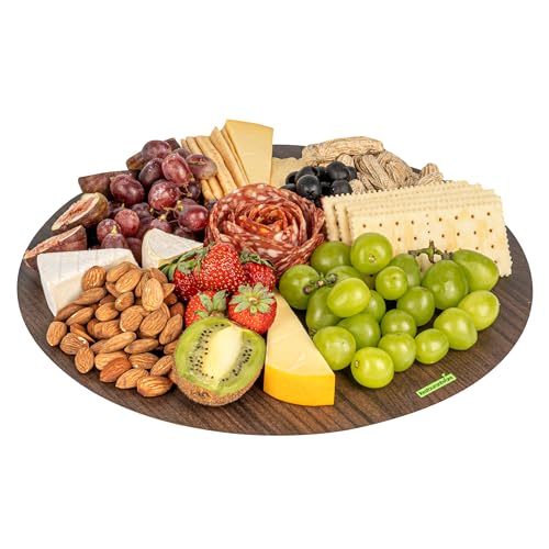 Restaurantware Cater Tek 13.8 Inch Charcuterie Boards 10 Faux Wood Cheese Boards - Round Stackable Dark Paper Cardboard Charcuterie Boards Disposable For Serving At Catered Events - color: Dark, size: 13 3/4"