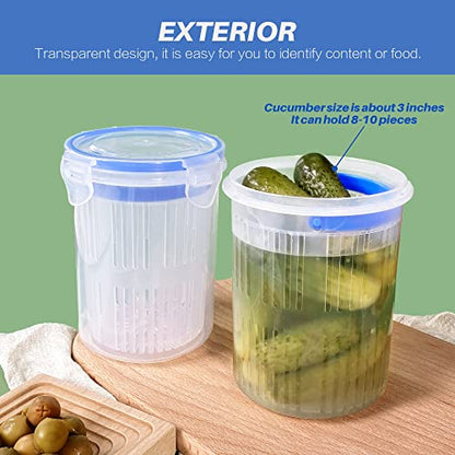 KIKINIKO Pickle Jar 24 oz pickle container with strainer Pickle Holder Keeper Lifter, pickle storage container suitable for pickling small jars of kimchi, Flip Jar with Leak Proof and Lock It Lid - color: 1PACK