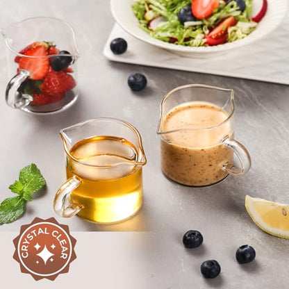 Espresso Cups Set of 2 - 4 Oz Espresso Shot Glass with Handle Double Spout Cups Clear Glass Milk Cup Espresso Accessories Great for Making Coffee Desserts Salad Dressings - color: No Scale -Clear