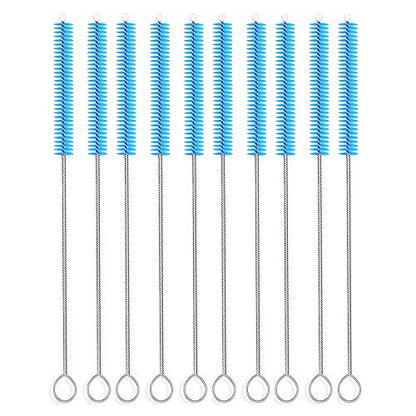 Long Straw Brush Cleaner (10 Pack), Flexible Nylon Tube Cleaning Brushes with 0.4" Bristles, Rust-Proof Stainless Steel Wire Washer for Reusable Tumblers, Sports Bottles & Pipes (10 Inch) - color: Blue