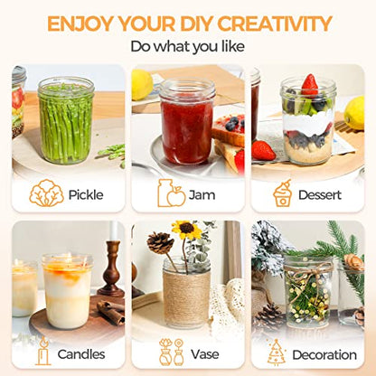 ComSaf 16 oz Wide Mouth Mason Jars Bulk Set, 8 Pack Jars with Lids | Clear Body, Salad Prep, Pickles, Overnight Oats, Honey, Candle Making, Wedding Favors - size: 16oz*8 wide mouth