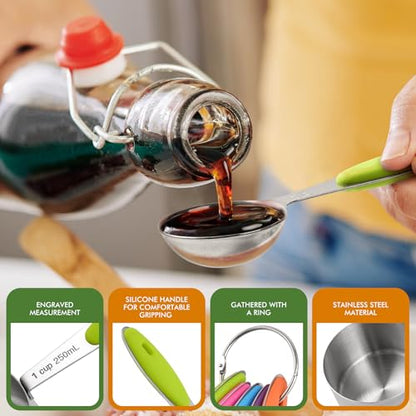 HOTEC 10-Pack Measuring Cups &Spoons Set, Kitchen Gadagets Cooking Baking, Measuring Spoons, Heavy Duty & Dishwasher Safe for Dry and Liquid Ingredients, Multicolor - color: Multicolor