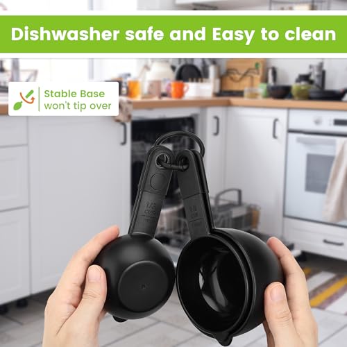 Spring Chef Magnetic Measuring Cups and Spoons Set of 9, Nesting Kitchen Tool with Easy to Read Markings for Measuring Dry or Liquid Ingredient, BPA Free, Black - color: Black