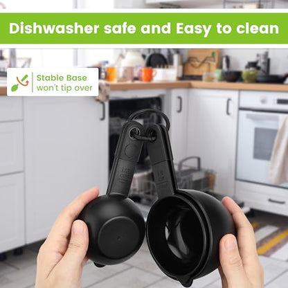 Spring Chef Magnetic Measuring Cups and Spoons Set of 9, Nesting Kitchen Tool with Easy to Read Markings for Measuring Dry or Liquid Ingredient, BPA Free, Black - color: Black