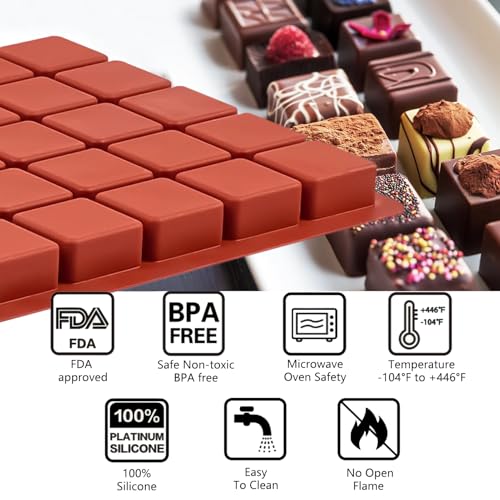 Mini Square Silicone Molds, 2 Pack 40-Cavity Caramel Candy Gummy Molds for Chocolate Mini Ice Cube Jelly Truffles - color: 2 Packs Mini Square Molds Z277