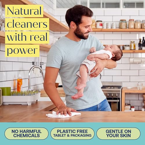 Fab Tab Multi-Purpose & Bathroom Cleaner Refill Tablets - Natural Cleaning Products - All-Purpose Cleaner Tablets - Plant-Based - No Harsh Chemicals - 8x 16.9 Fl oz Bottles (Bottles Not Included)