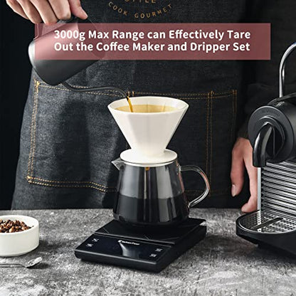 KitchenTour Coffee Scale with Timer for Brew Artisanal Java - Pour Over Scale for Slow Drip and French Press Coffee - Multifunction Kitchen Food Scale with Grams and oz - size: EK6012