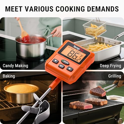 TempPro TP511 Digital Candy Thermometer with Pot Clip, Programmable Instant Read Food Meat Thermometer with 10'' Long Probe for Baking Grilling Oil Deep Fry Fathers Day Gift (Previously ThermoPro) - style: Programmable Design