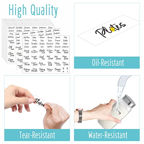Hebayy 612 Script Pantry Food Labels, Water & Oil Resistant Pantry Label Stickers Food Jar Label for Organization and Storage - style: Style 1