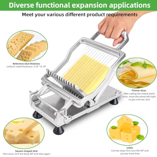 Commercial Cheese Slicer With Wire1 cm & 2 cm Cheese Cutter Butter Cutting Board Machine Aluminum Alloy Commercial Cheese Slicer with 316 Stainless Steel Wire Kitchen Cooking Baking Tool - size: 0.39" & 0.78"