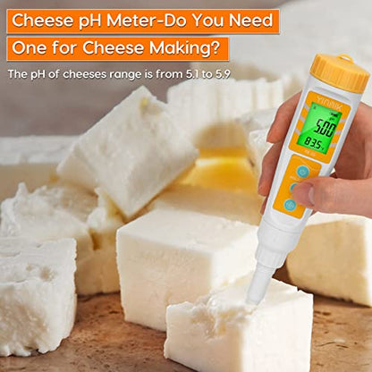 YINMIK Food pH Meter with Extra pH Replaceable Probe,Digital pH Tester for Sourdough and Bread,Food pH Tester for Meat,Canning,Cheese,Solid Samples, Soft Soil and Water… - color: Yellow New Food pH Meter