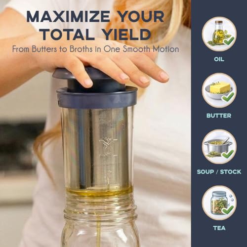 Magical Butter Filter Press – BPA-Free Reusable Straining System with Plunger & Cleaning Brush – Mess-Free Infused Oil & Butter Strainer - size: Magical Filter Press