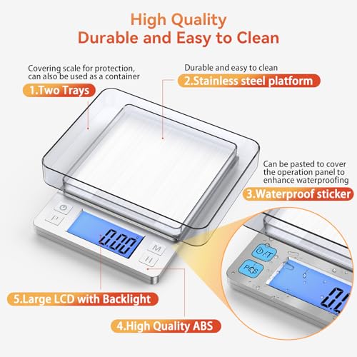 BOMATA 0.01g Small Digital Gram Scale, USB Rechargeable, Upgraded 1kg Jewelry Scale with Larger Display and Hold Function, High Precision, Grams and oz for Herb, Coin, Powder, Gold, Yeast, Kitchen - size: 0.01g/1kg Silver