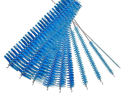 10" Extra Long Tube Cleaning Brush Set - 10 Pack - Blue | Flexible nylon straw brushes for bottles, cleaning straws, pipe cleaners, glass, keyboard, detailing and deep cleaning - color: Blue, size: 10pk - 2mm 3mm 4mm 5mm 6mm 8mm 12mm 16mm 20mm 24mm